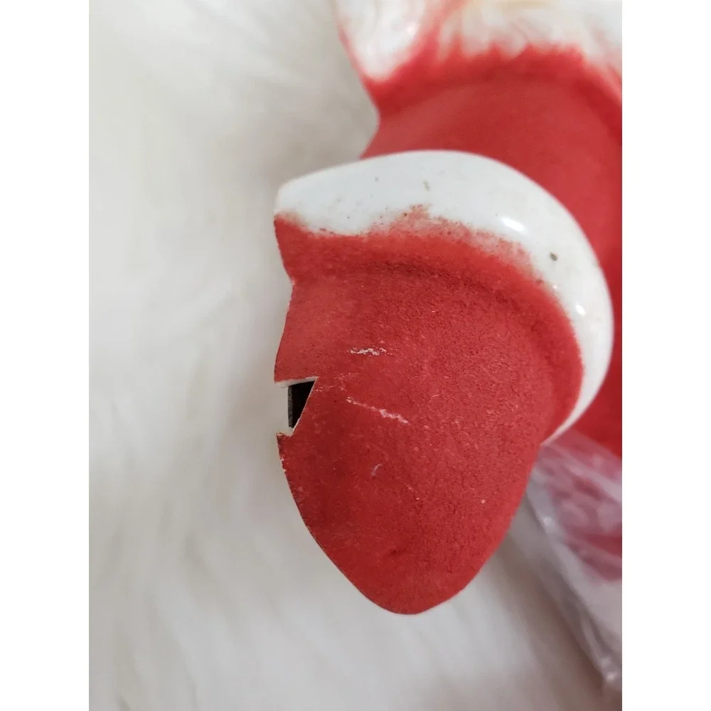 Vintage GLO LITE Flocked Santa Christmas Tree Topper Wall Decor 1940s